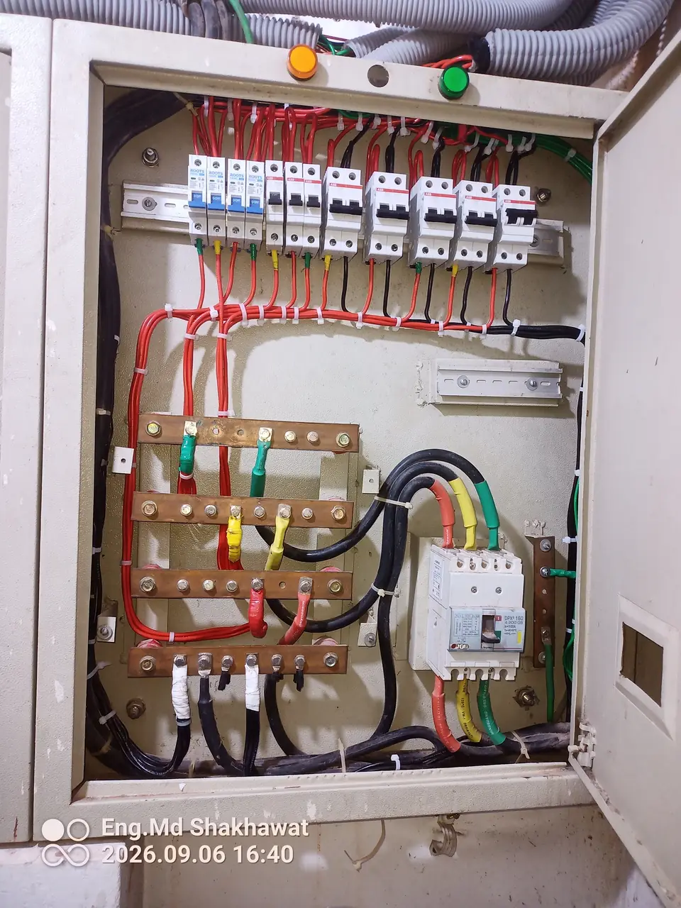 MDB panel with MCCB and busbars after servicing