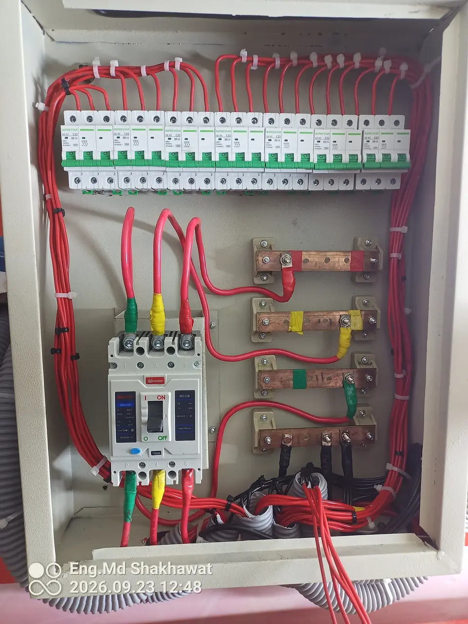 MCB and MCCB breakers installed in a DB box
